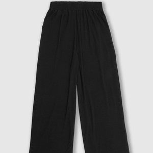 Miakoda Stretchy Wide Leg Cropped Pant Black Bamboo Cotton Loungewear Size XL